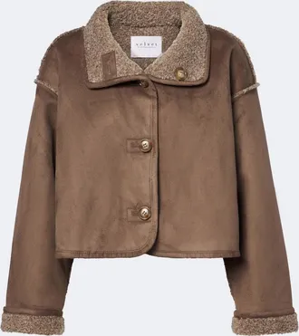 Velvet Esme teddy-lined cropped jacket