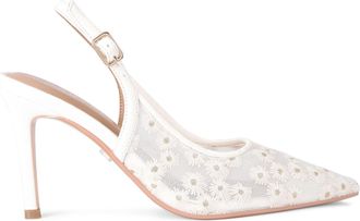 Carvela Womens Positano Sling High Heels - White Fabric - Size UK 8