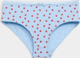 Miiyu Womens Satiny detail lace waistband classic brief Organic cotton