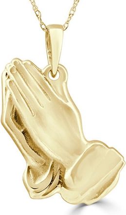 Pompeii3 14k White or Yellow Gold Jesus Praying Hands Pendant Necklace 1 Tall 5 Grams