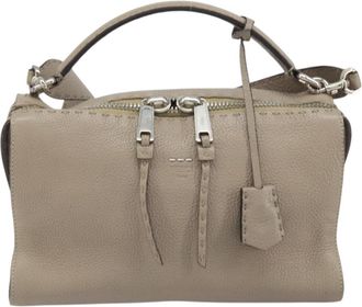 Fendi Selleria Lei Bag Leather Gray Leather Handbag (Pre-Owned)