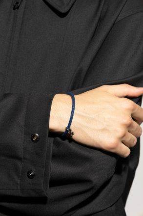 Off-white Leather Bracelet, Mens, Navy Blue