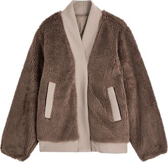 Varley Joanna Reversible Fleece and Nylon Jacket - Brown - L (UK14 / L)