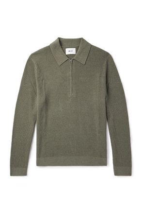 Nn.07 Hansie 6600 Ribbed Organic Cotton Half-Zip Polo Sweater