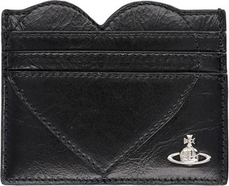 Vivienne Westwood Black Heart-Detail Calfskin Leather Wallet