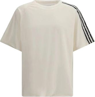 Yohji Yamamoto Raw Edge 3 Stripes T-shirt met korte mouwen - Heren - T-shirts - Wit - XL - Katoen - Tops