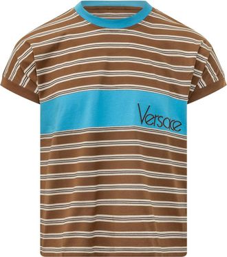 Versace Brown Stripes Logo T-Shirt