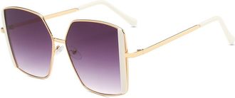 Generic Trendy Metal Large Frame Men And Women Photo Sunglasses Outdoor Commuting Sports Beach Vacation Sun Glasses(White)