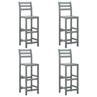 vidaXL Vidaxl - Taburetes De Cocina 4 Unidades Madera Maciza De Acacia Gris