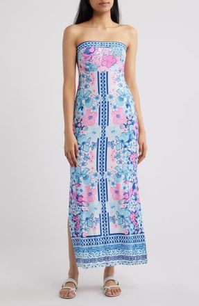 Lilly Pulitzer Noa Strapless Maxi Dress in Starlight Navy at Nordstrom, Size 10
