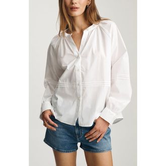 Mavi Pintuck Cotton Shirt in White at Nordstrom, Size X-Large
