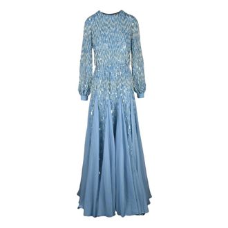 Elisabetta Franchi Dames, Jurken, Blauw, Maat: XS Voile