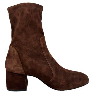 Stuart Weitzman Sleek 60 Ankle Boots in Brown Suede