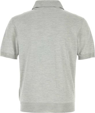 Prada Mens Recycled Silk Polo Shirt Gray