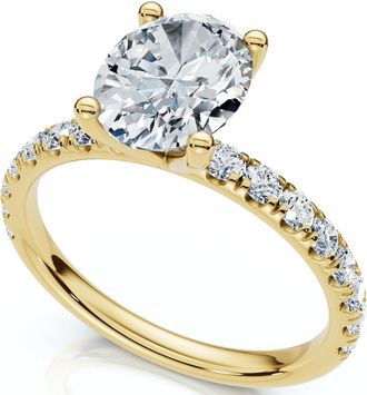 Pompeii3 1 1/2Ct Oval Diamond Engagement Ring 14k White Yellow or Rose Gold Lab Grown