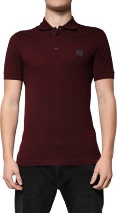 Dolce & Gabbana Mens Cotton-Blend Polo Maroon Polyester