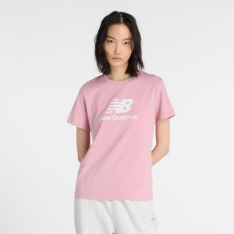 New Balance T-Shirt NEW BALANCE SPORT ESSENTIALS JERSEY LOGO T-SHIRT, Damen, Gr. XXL, rosa (pink taffy), Obermaterial: 100% Baumwolle, normal, Rundhals, Shirts T-