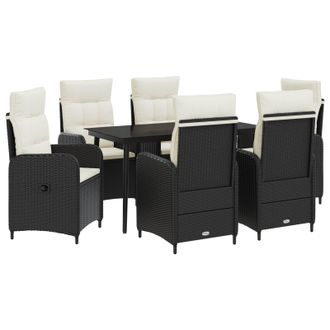 vidaXL Juego De Mesa Y Sof&aacute; Con Coj&iacute;n 7 Pcs Negro Y Crema Vidaxl