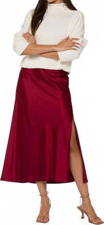 Velvet Heart Gypsy Satin Midi Skirt In Crimson