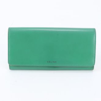Celine Green Leather Coin Purse/Coin Case (Pre-Owned)