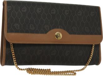 Dior Vintage Honeycomb Chain Canvas Black Canvas Bag (Pre-Owned)