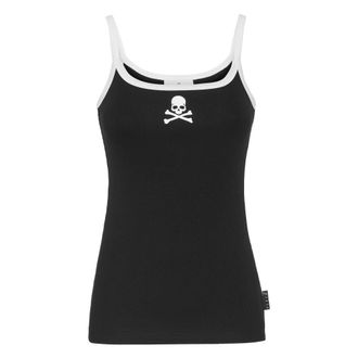 Philipp Plein Tops, Dames, Zwart, XS, Katoen, Tank Top Skull&Bones