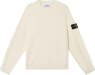 Stone Island Zachte Katoenen Gebreide Crewneck Jumper - Heren - Ronde hals truien - Beige - L - Katoen - Truien & Vesten