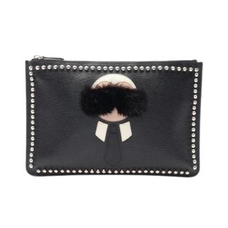 Fendi Pre-owned Leren Clutch Tas - Heren - Pre-owned - Zwart - Maat: ONE Size Leer
