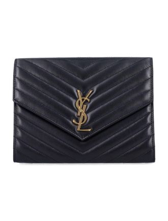 Saint Laurent Cassandre Matelassé Flap Pouch In Quilted Lambskin