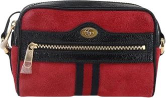Gucci Pre-owned Cross Body Bags, female, Red, Size: ONE SIZE Pre-owned Suede Cross Body Bag
