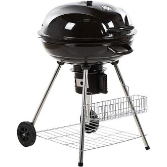 Beliani Barbecue a carbonella con coperchio rotelle e griglia termometro nero Marapi