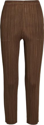 Pleats Please Issey Miyake Pleated Tapered-leg Woven Trousers - Brown - 3