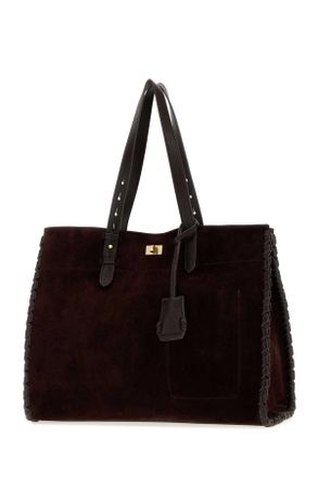 Anya Hindmarch Womens Grape Suede Mortimer Shopping Bag Borse A Mano