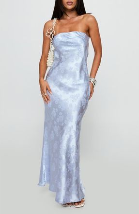 Princess Polly Haley Jacquard Strapless Gown in Blue Jacquard at Nordstrom, Size 12