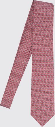 Ferragamo Cravatta in pura seta con motivo Gancini monogram all-over