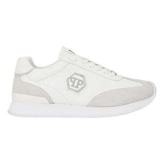 Philipp Plein Schoenen, unisex, Wit, 47 EU, Leer, Runner Hexagon Patch