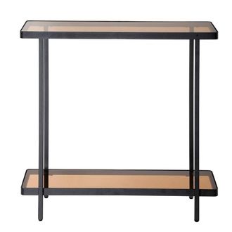 Calicosy Console Table With Two Smoked Glass Shelves, 80 Cm Wide - ORA in Black