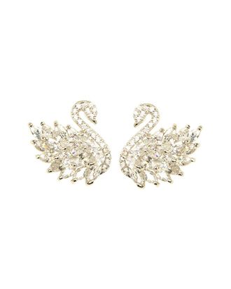 Eyecandy LA Eye Candy La Cz Silver Toned Shimmering Swan Statement Earring