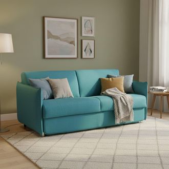 Dmora Sof&aacute; Cama 2 Plazas Pandora, Sof&aacute; Convertible Para Sal&oacute;n, Acolchado, Desenfundable, Calidad 100% Made In Italy, 180x95 H90 Cm, Azul Claro - Dmora