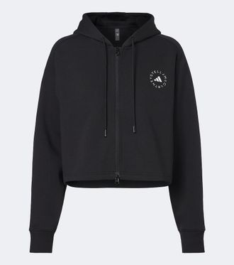 adidas by Stella McCartney Logo cropped cotton-blend hoodie