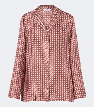 Max Mara Camisa de pijama de sarga de seda estampada