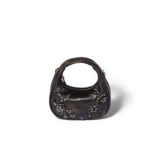 Miu Miu Wander Embroidered Leather Mini-bag, Woman, Coffee