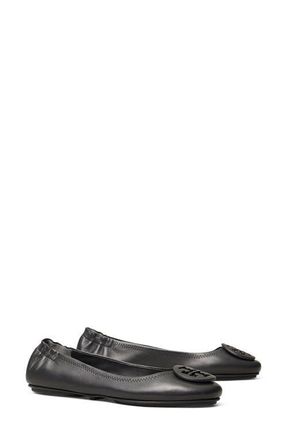 Tory Burch Minnie Travel Ballet Flat in Perfect Black at Nordstrom, Size 5.5