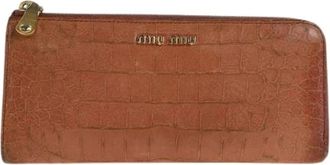 Miu Miu Pre-owned Roze Leren Lange Portemonnee - Dames - Vintage Accessoires - Bruin - ONE Size - Leer - Vintage