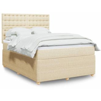 vidaXL Cama Box Spring Con Colch&oacute;n Tela Color Crema 140x200 Cm Vidaxl