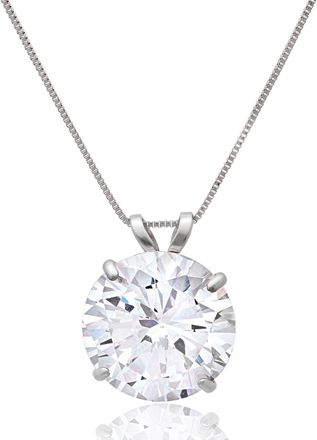 MAX + STONE 14k Yellow or White Gold Round Cubic Zirconia Pendant Necklace 5mm to 10mm