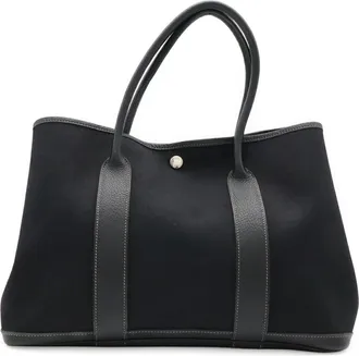 Herm&egrave;s Black Toile Officier Shoulder Bag Tote Bag (Pre-Owned)
