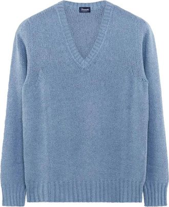 Drumohr Truien & Vesten, Heren, Blauw, M, Katoen, Veelzijdige V-hals Sweatshirt