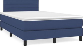 vidaXL Cama Box Spring Con Colch&oacute;n Tela Azul 120x190 Cm Vidaxl