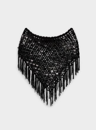 Simons Womens Sequin crochet cropped poncho
